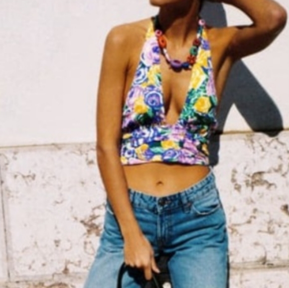 ⭐ $5 ⭐ NWT Zara Floral Printed Crop Top Size Small - Picture 4 of 6